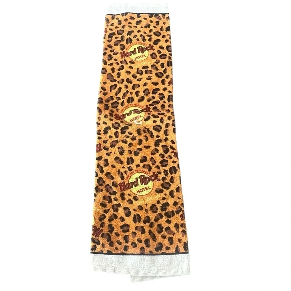 VTG Hard Rock Cafe Vegas Cheetah Print Towel Too Hot To Handle 16x25 NOS Merch